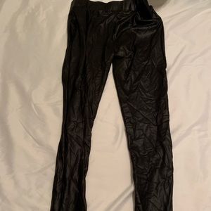 Stretchy Black Leather Leggings